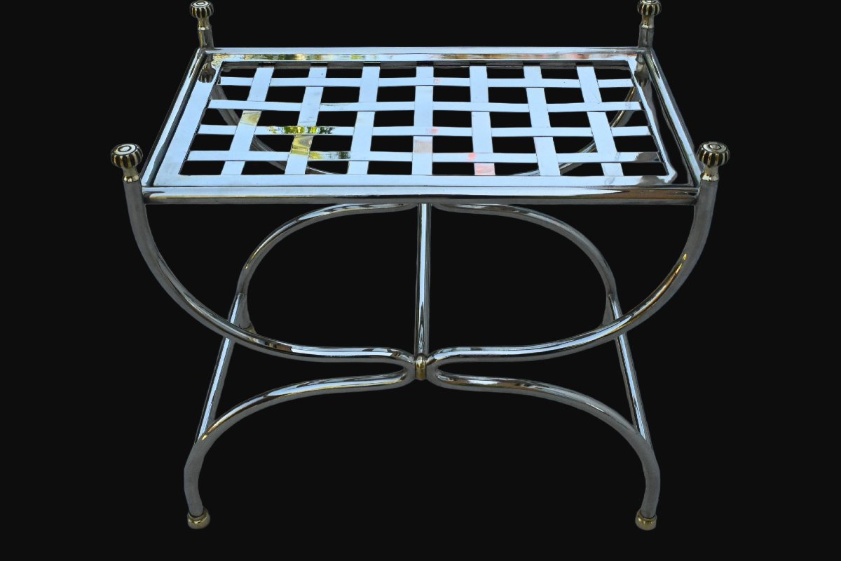 20th-century Wrought-iron Curule Stool-photo-1