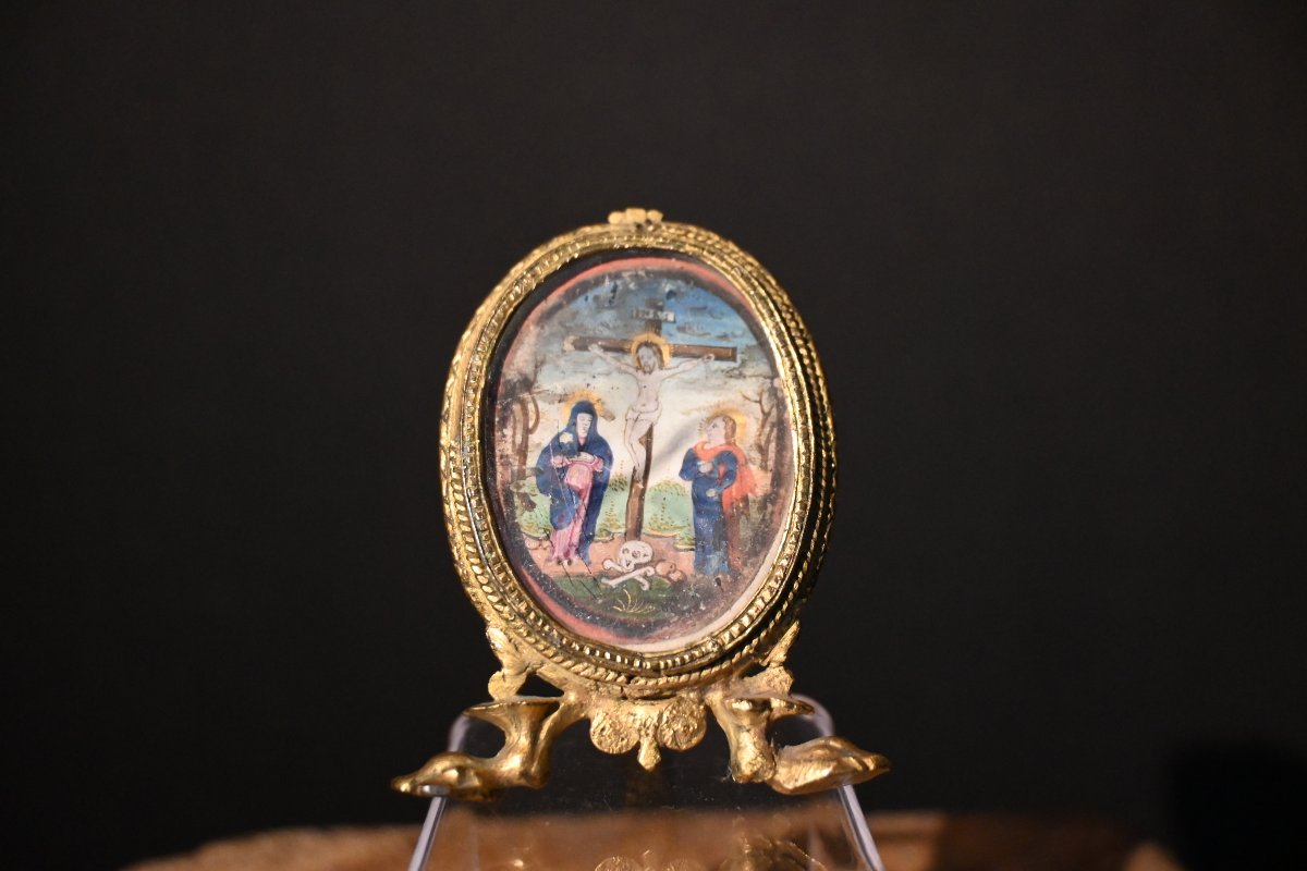 Baiser de Paix en bronze d'époque 18ème siècle-photo-3