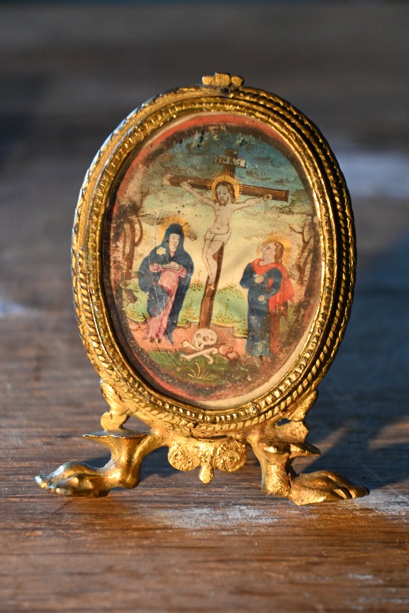 Baiser de Paix en bronze d'époque 18ème siècle