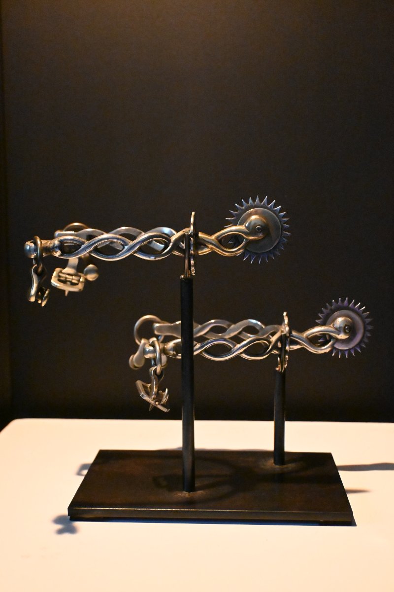 Paire d'éperons en maillechort d'époque 19ème siècle , marque E. MATTALDI-photo-4