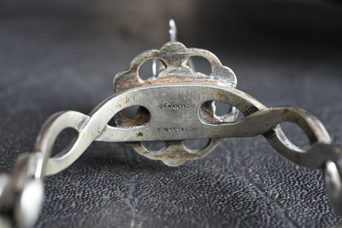 Paire d'éperons en maillechort d'époque 19ème siècle , marque E. MATTALDI-photo-1