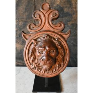 Mascaron Lion Head In Terracotta 19th Century