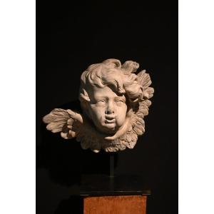 Tête d'ange en plâtre, sculpture début 20ème siècle