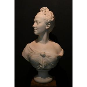 Buste De Femme En Marbre Blanc De Carrare, époque XIXe