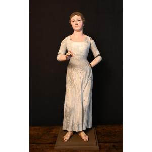 Capipote en bois sculpté polychrome, Italie époque fin 18 ème siècle