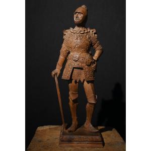 sculpture personnage bois Roi Arthur époque 19 e