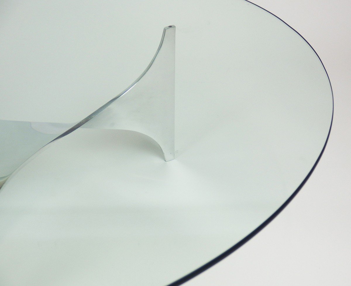 Table Basse en acier inoxydable Par Paul Le Geard-photo-1