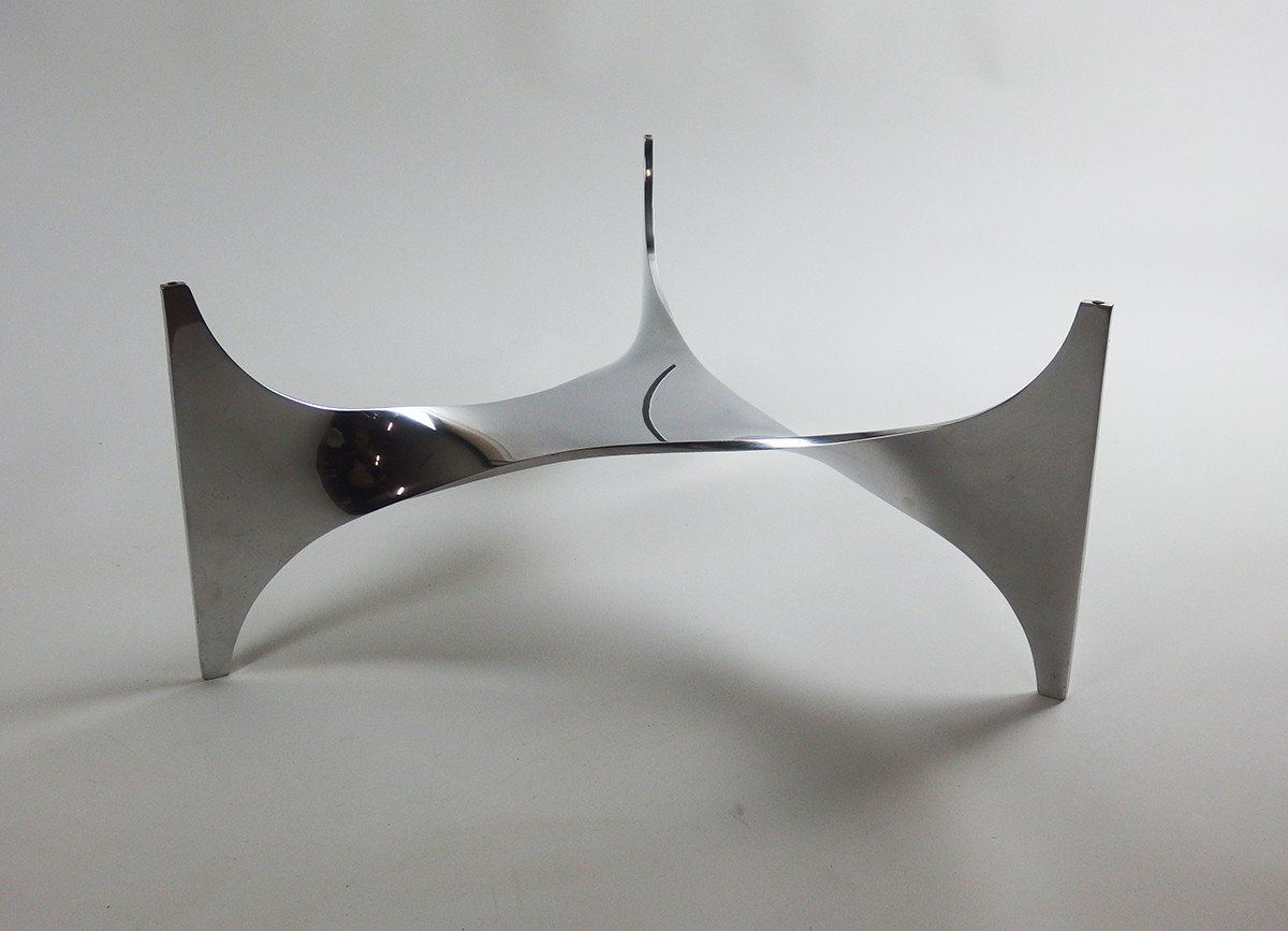 1970's Stainless Steel Coffee Table By Paul Le Geard-photo-3