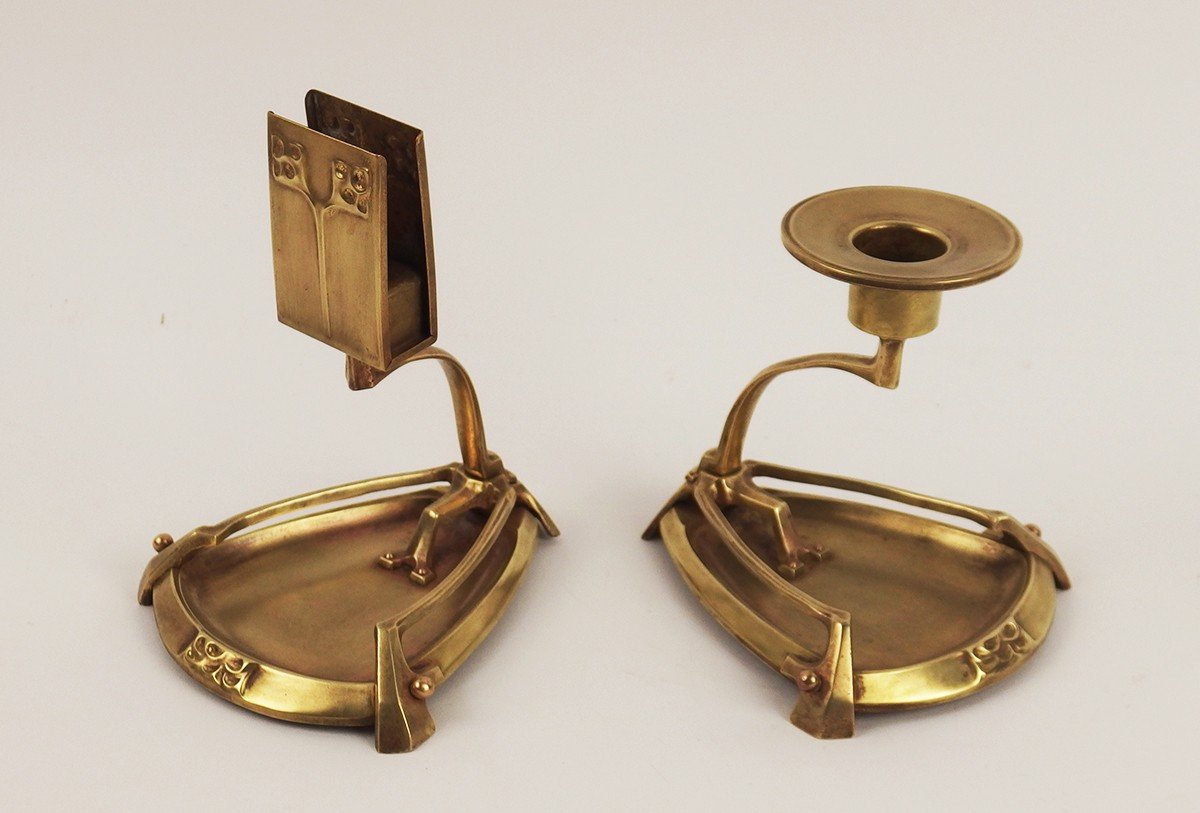 Candle Holder And Match Holder 1900 Jugendstil