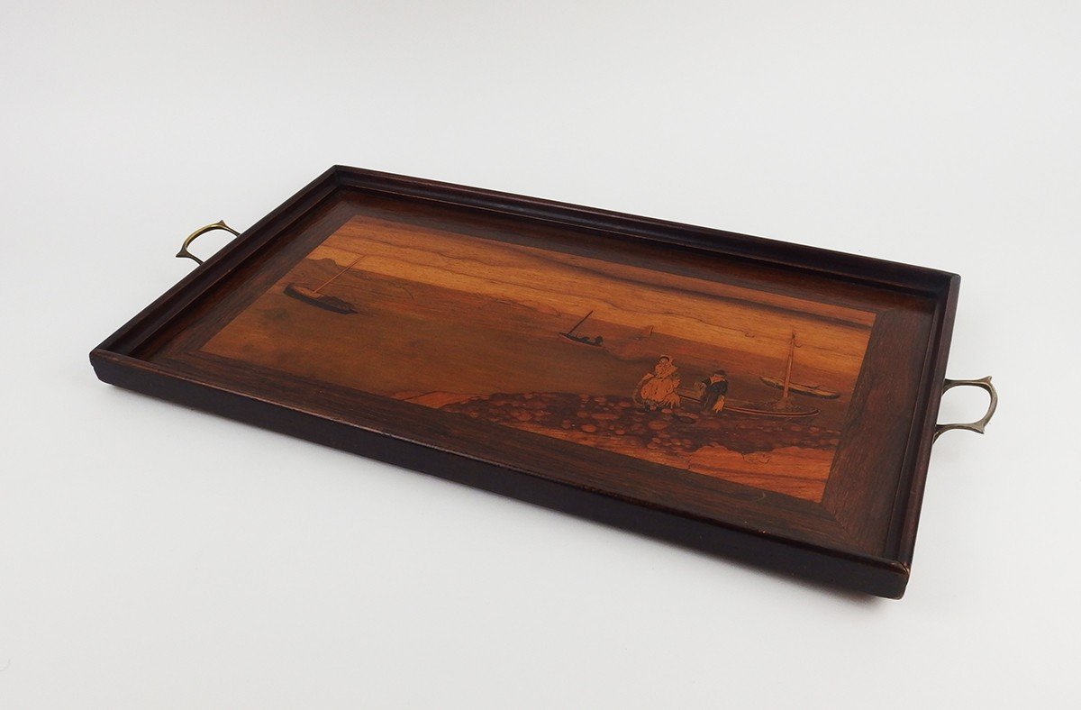 Marquetry Tray "maritime Landscape"-photo-3