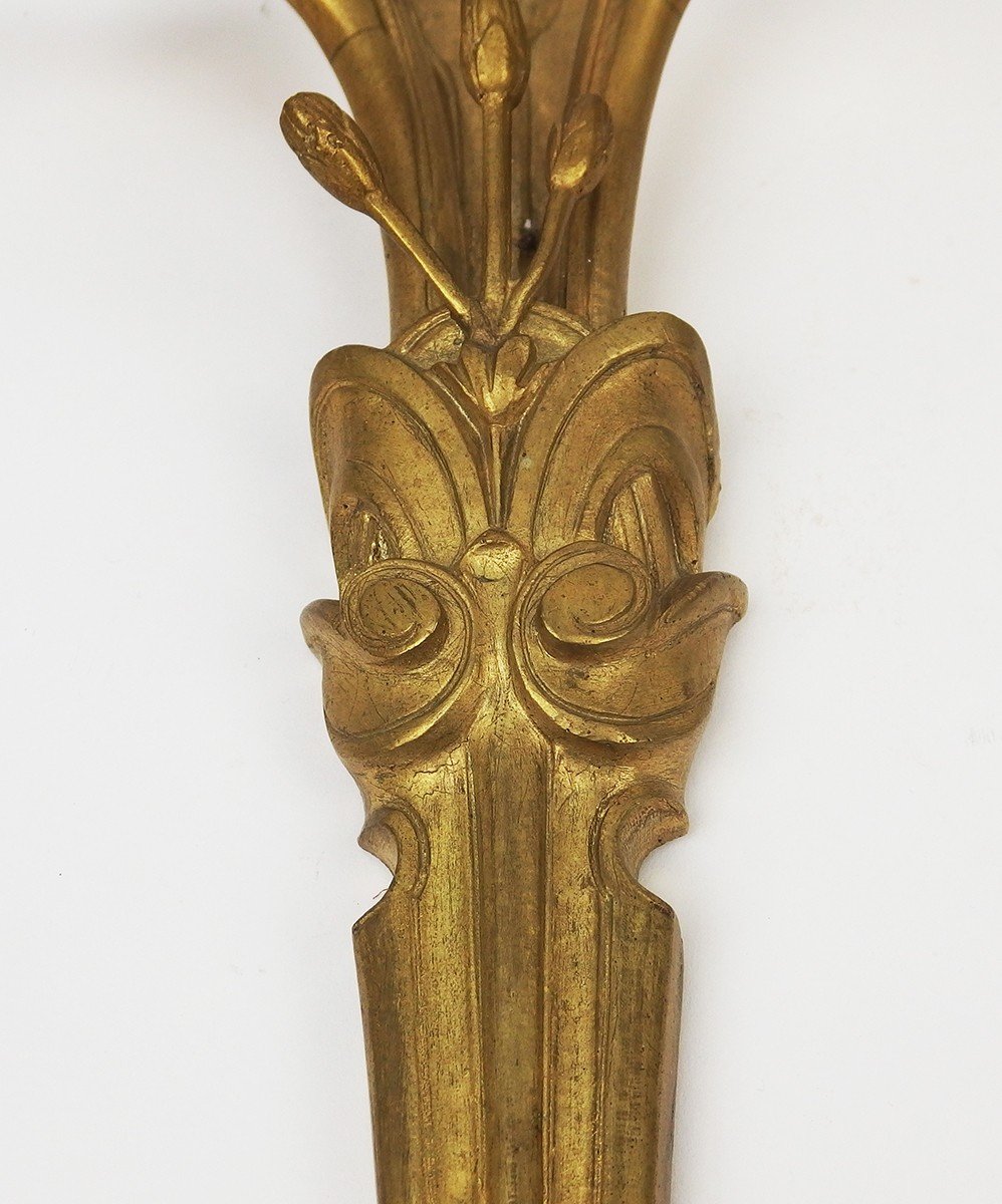 Pair Of Art Nouveau Bronze Sconces-photo-2