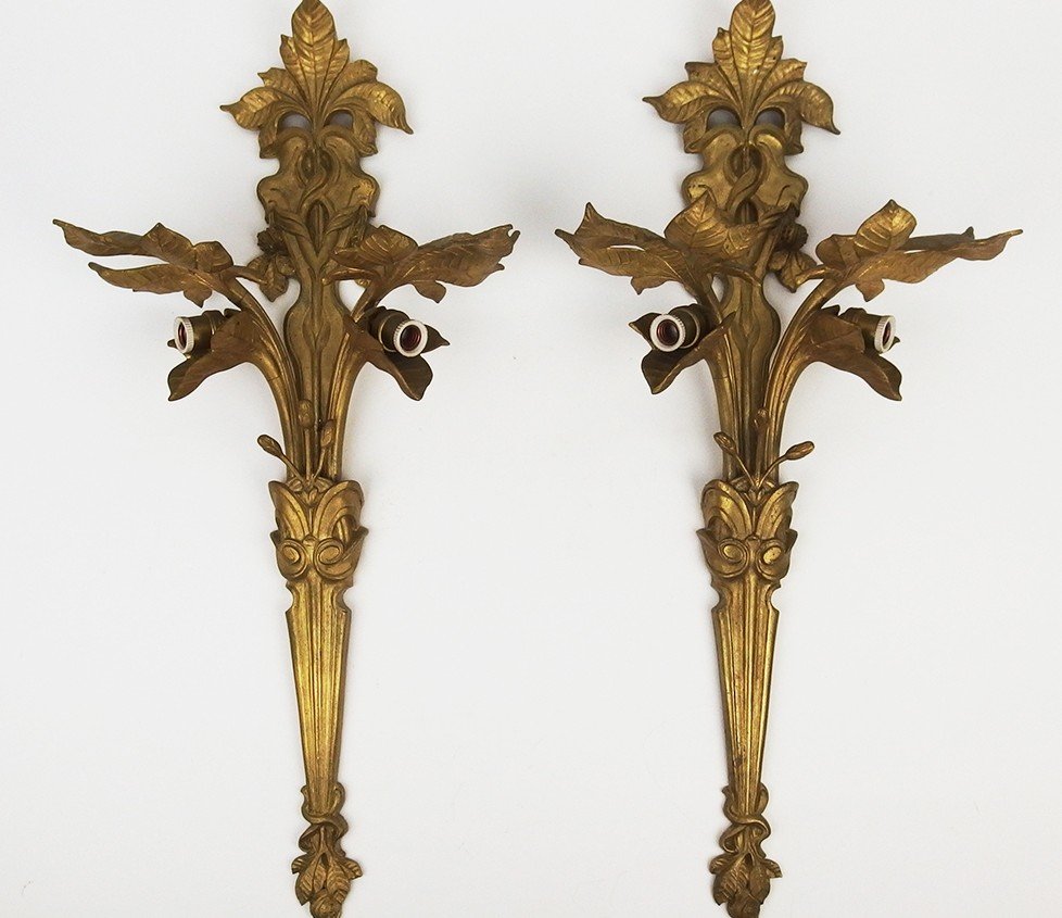 Pair Of Art Nouveau Bronze Sconces