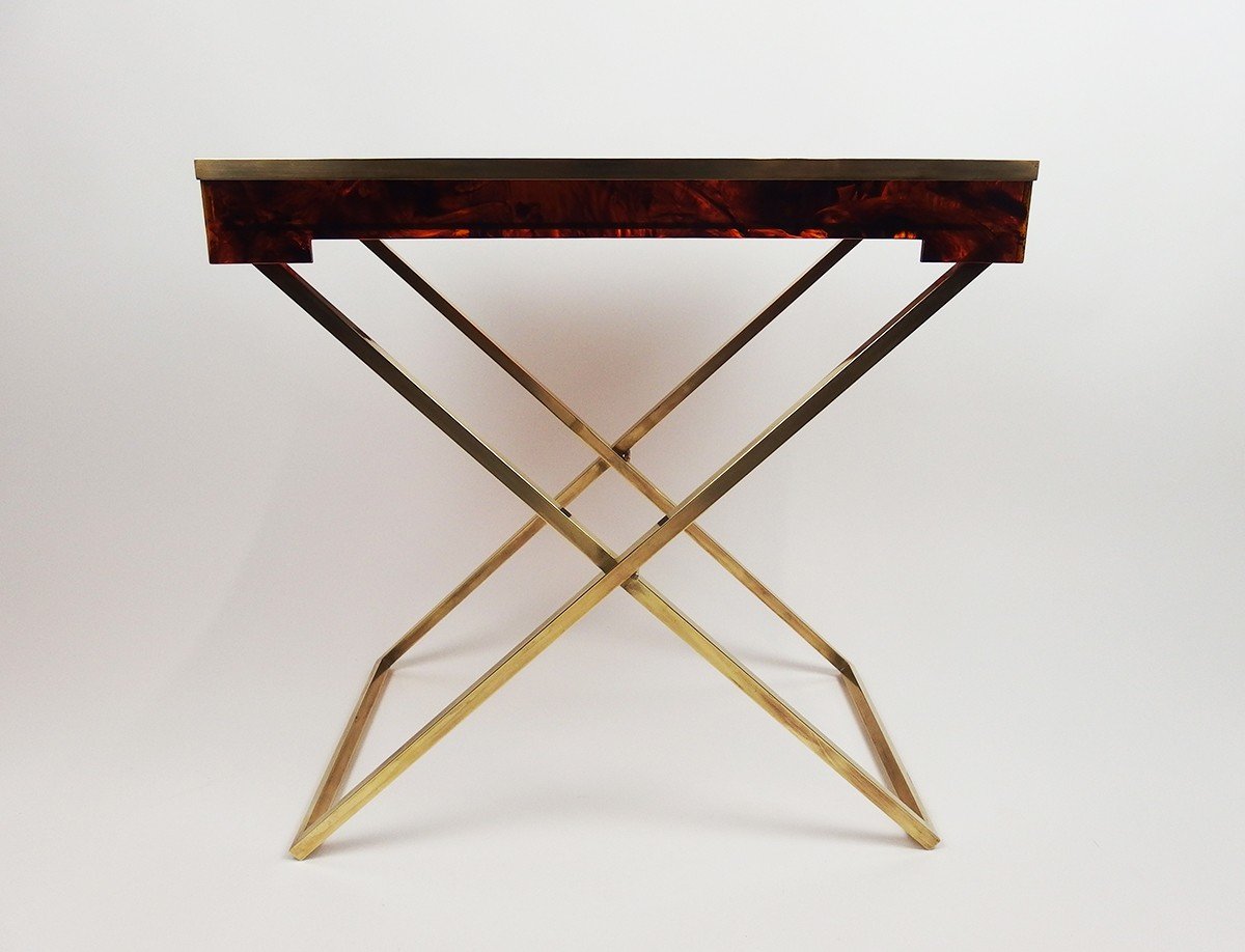 Tea Table In Lucite And Brass 1970-photo-2
