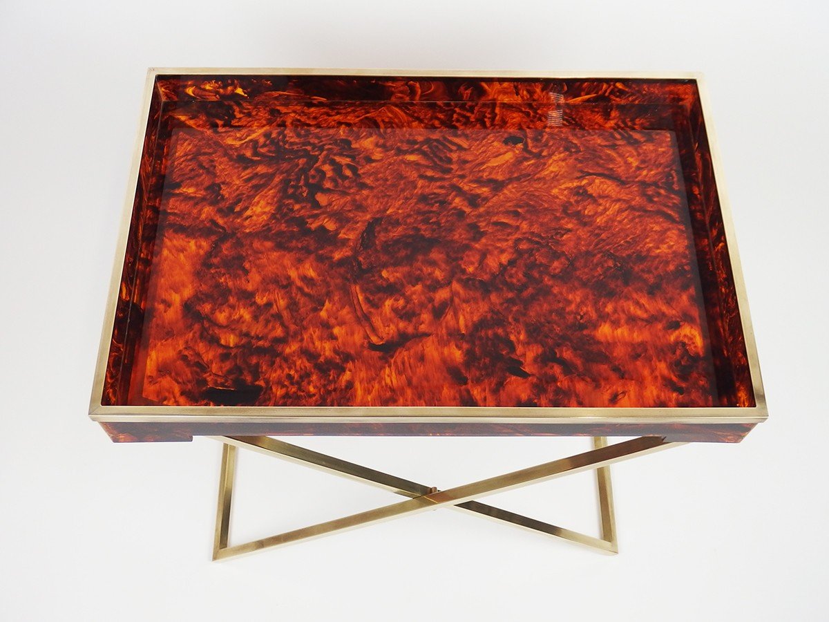 Tea Table In Lucite And Brass 1970-photo-3