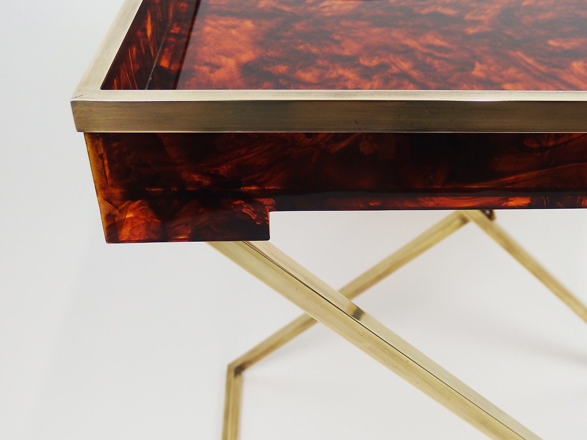 Tea Table In Lucite And Brass 1970-photo-1