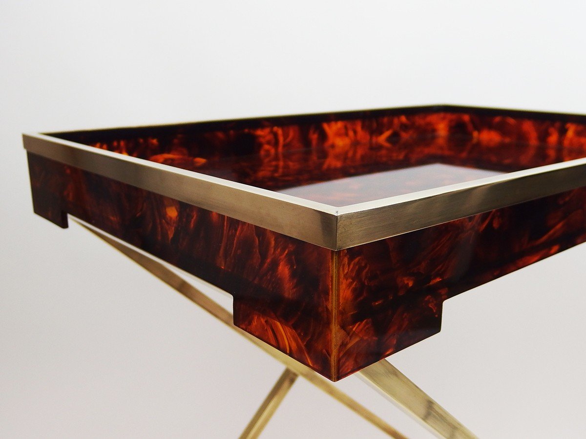 Tea Table In Lucite And Brass 1970-photo-4