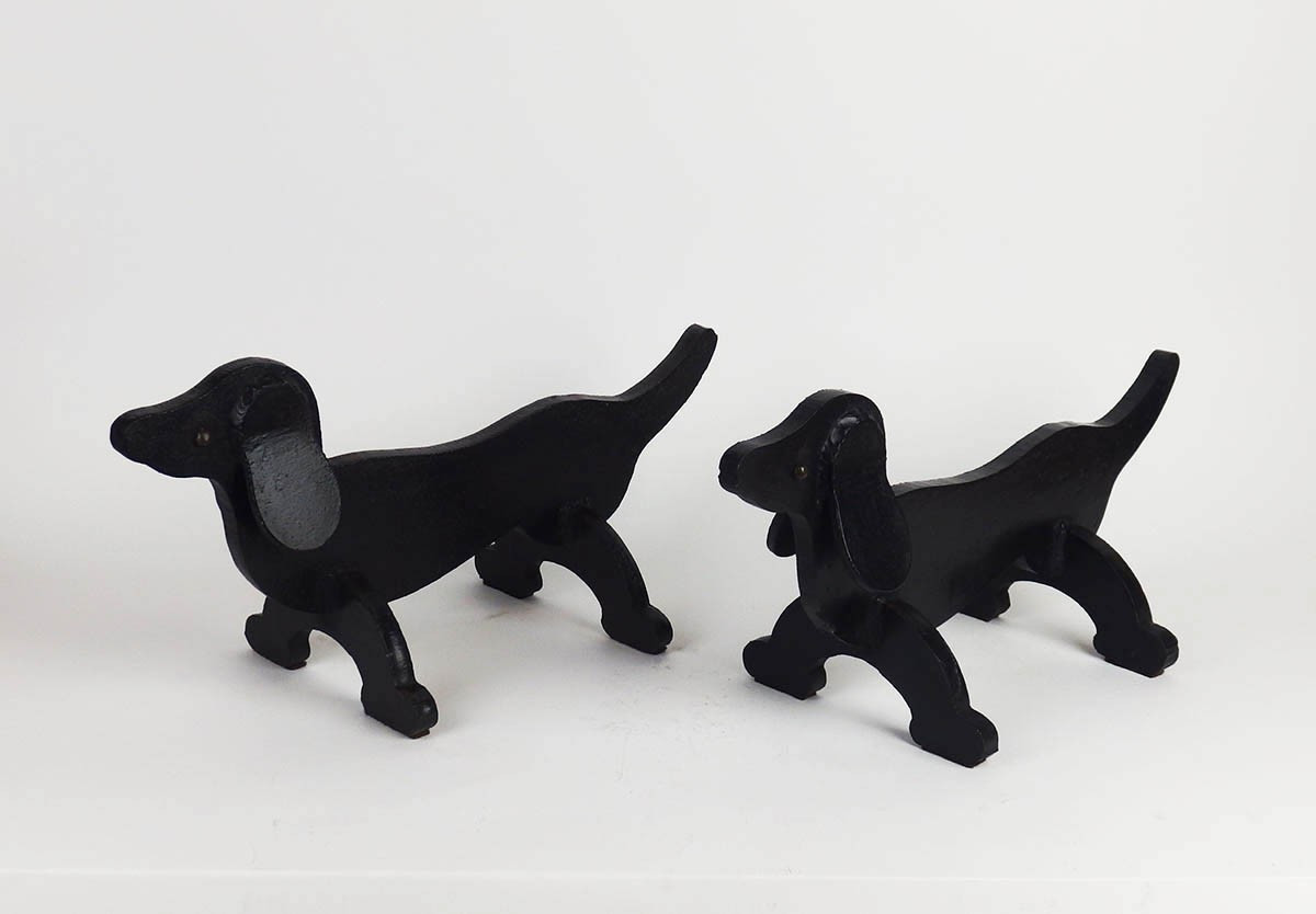 Pair Of "dachshund" Andirons In The Style Of Edouard Schenk-photo-4