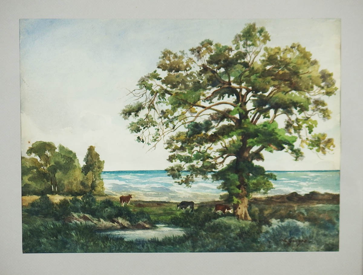 Aquarelle champêtre par Alexis Eugène Guigné-photo-2