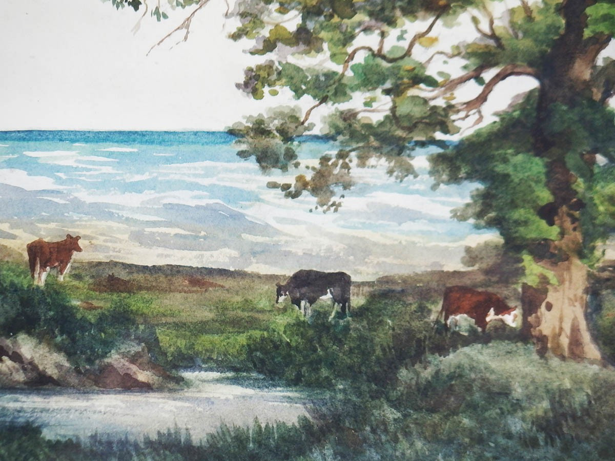 Aquarelle champêtre par Alexis Eugène Guigné-photo-3