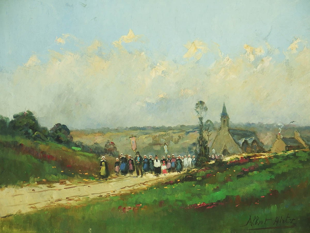 "procession" Oil On Canvas By Albert Hirtz-photo-2