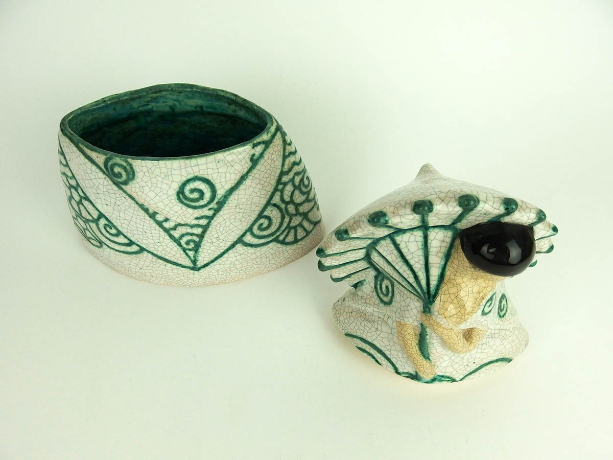 "woman With An Umbrella"large  Ceramic Box By Edouard Cazaux-photo-6
