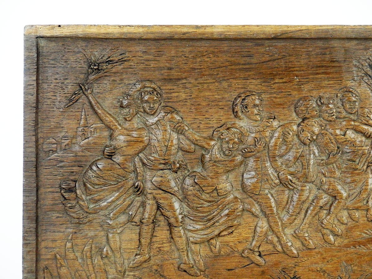 "Scène de Fête "Petit panneau en bois sculpté-photo-3