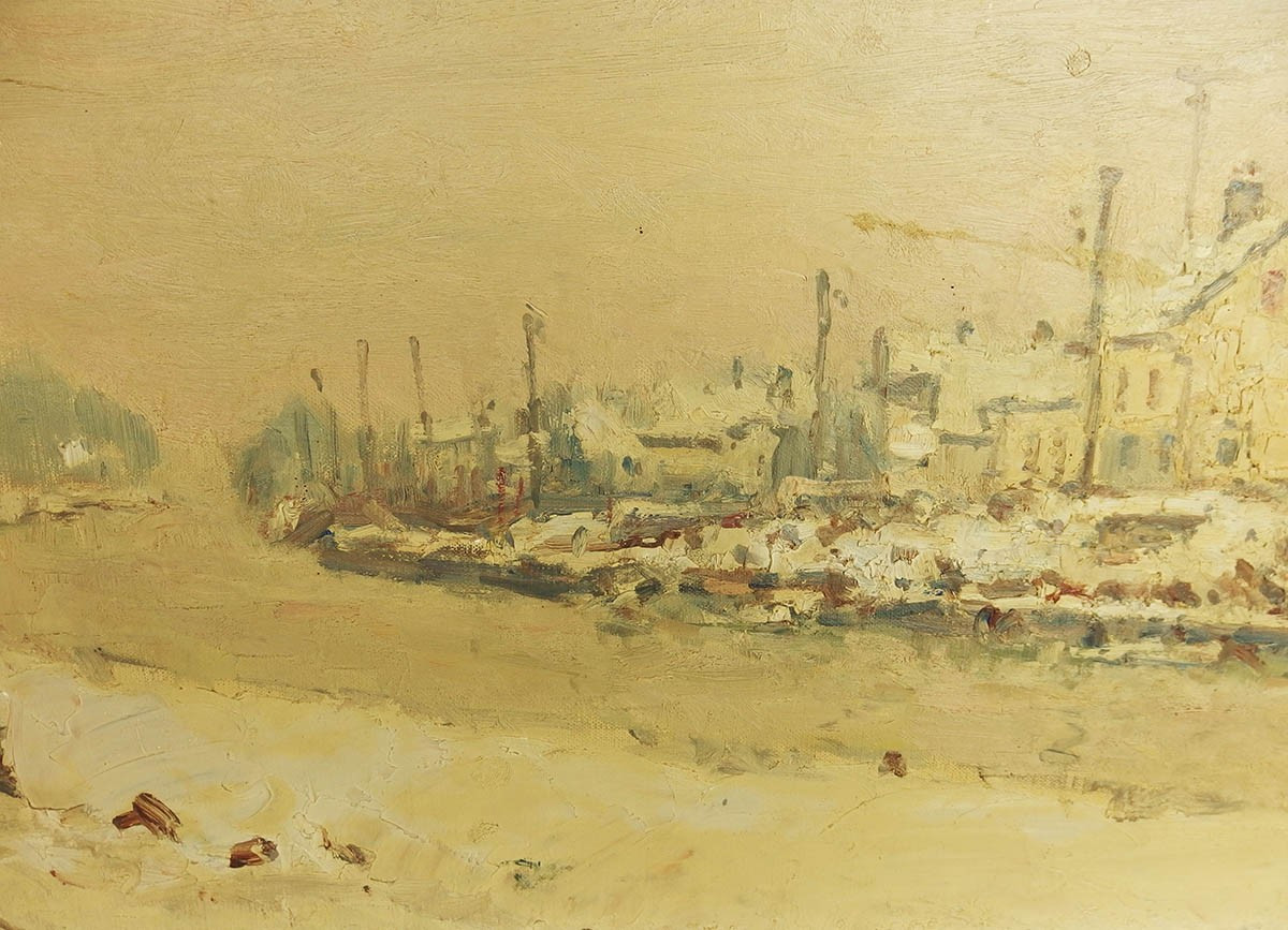 Painting "canal At Mulhouse Brunstatt" By Jean Blattler-photo-4