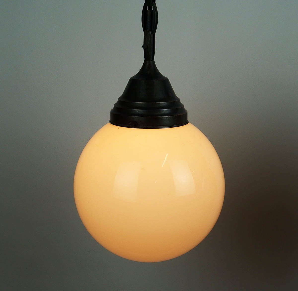 Paire de suspensions en verre et cuivre-photo-4