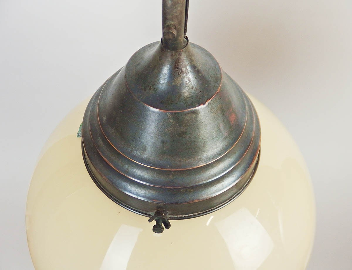 Paire de suspensions en verre et cuivre-photo-3