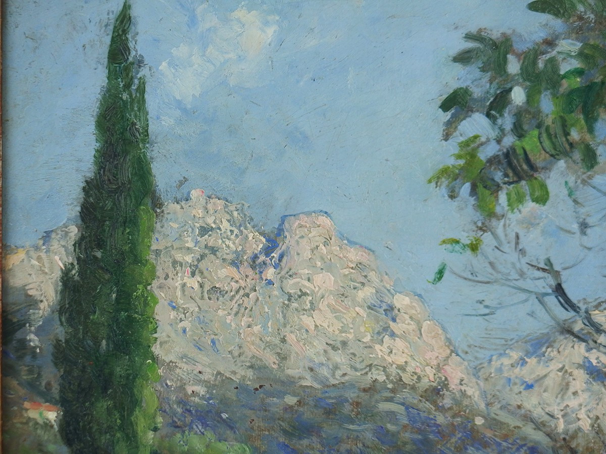 "southern Landscape" Oil On Cardboard  By Henri Vignet-photo-3