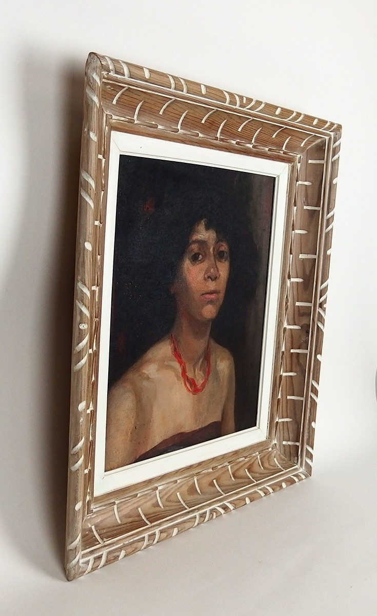 "portrait Of A Young Woman" Oil On Canvas Circa 1930-40-photo-3