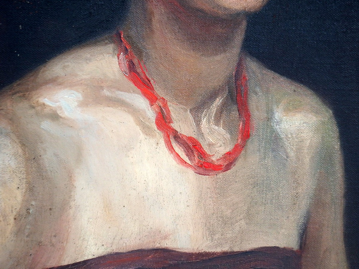 "portrait Of A Young Woman" Oil On Canvas Circa 1930-40-photo-2