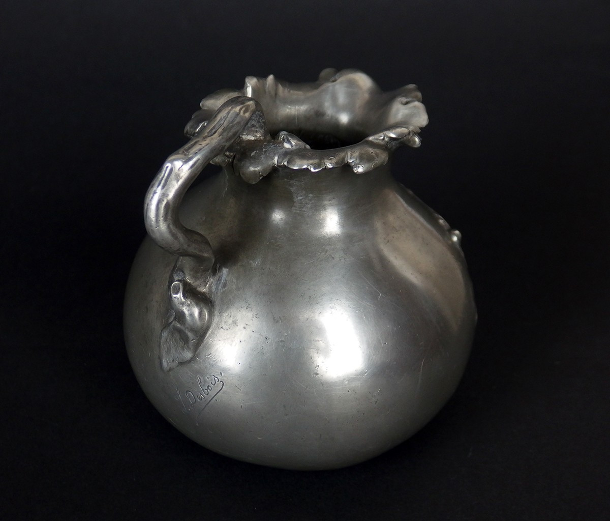 Art Nouveau Pewter Vase By Jules Desbois-photo-2