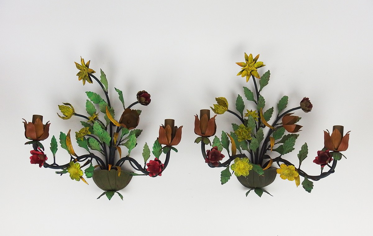 Pair Of Bouquet Of Flowers Sconces