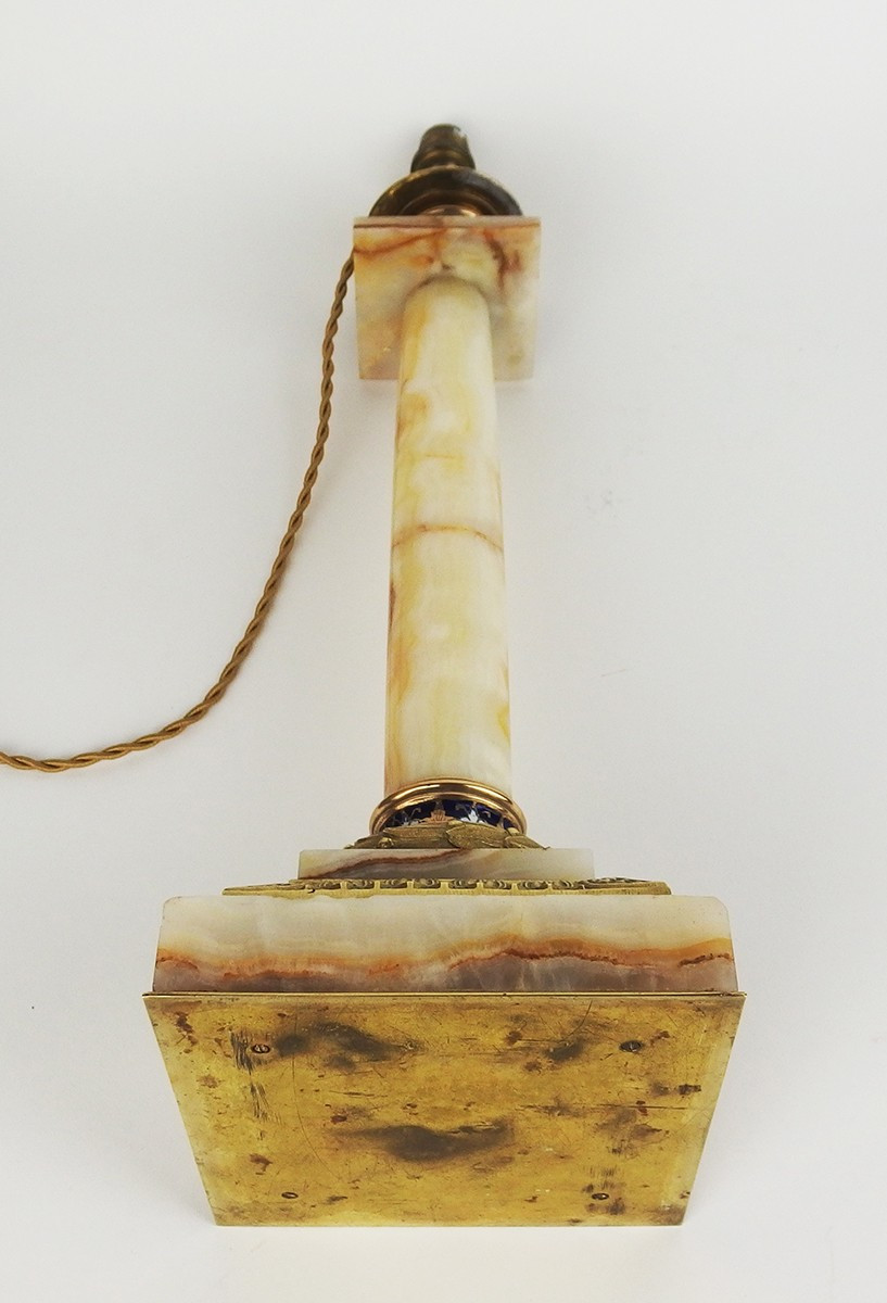 Pied de lampe en marbre -onyx attribué à Eugène Cornu-photo-3