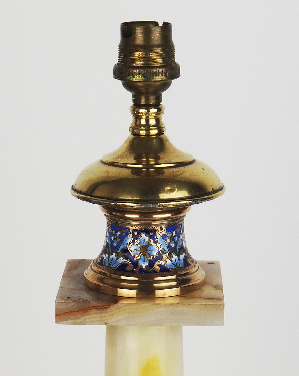Pied de lampe en marbre -onyx attribué à Eugène Cornu-photo-1