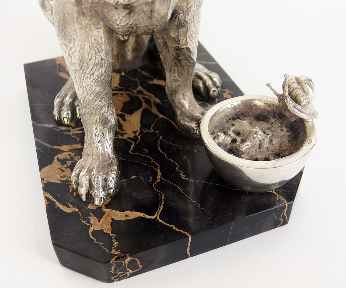 "L'intrus" bronze représentant un chien et un escargot par F Coffin-photo-5