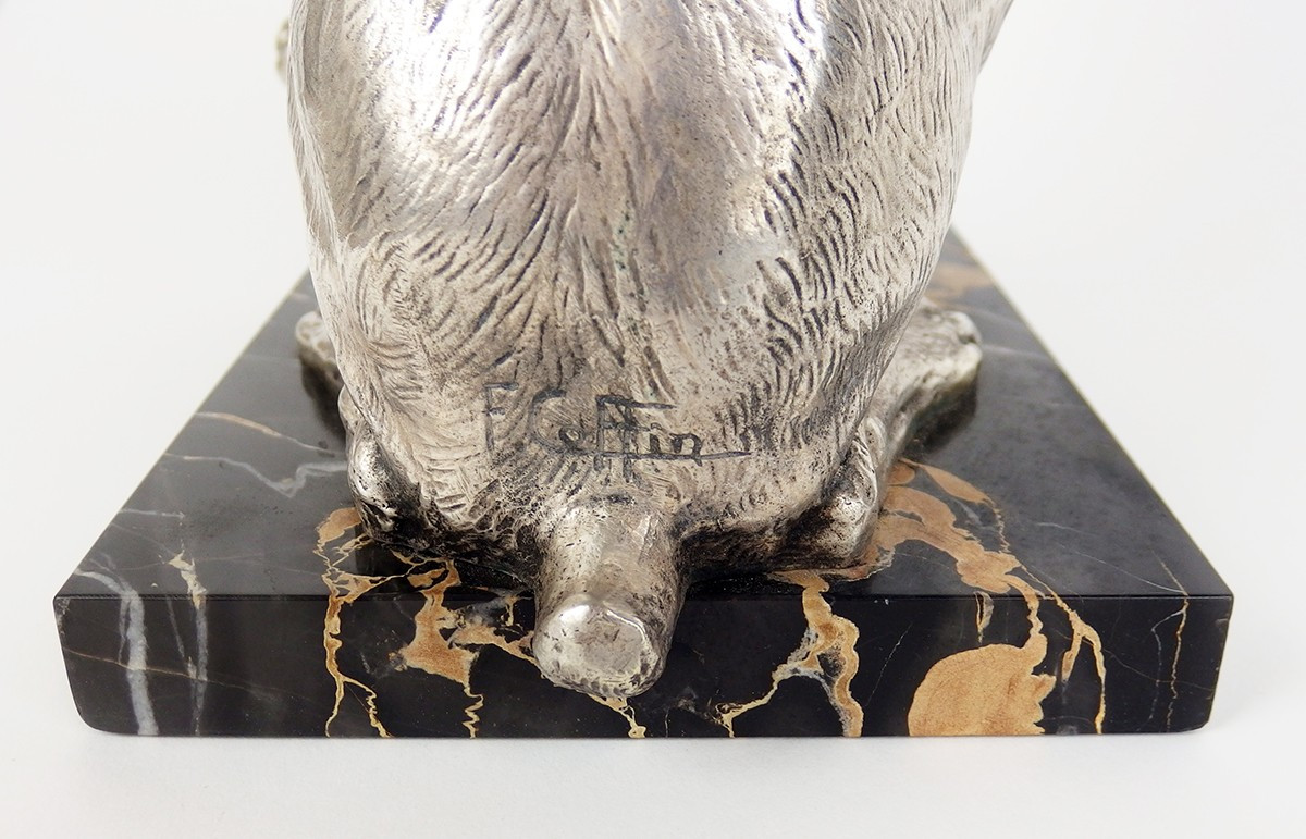 "L'intrus" bronze représentant un chien et un escargot par F Coffin-photo-6