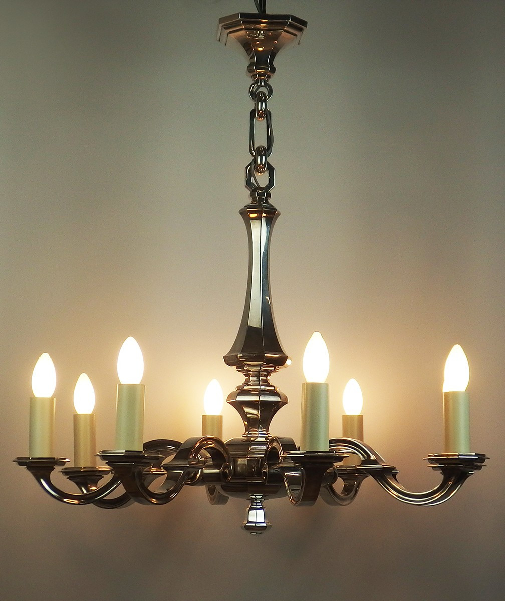 Lustre Art Déco en bronze argenté-photo-2