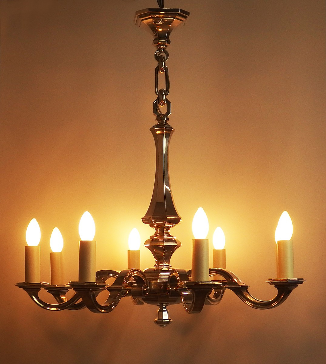 Lustre Art Déco en bronze argenté-photo-3