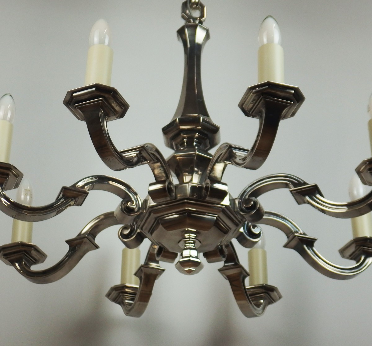 Lustre Art Déco en bronze argenté-photo-4