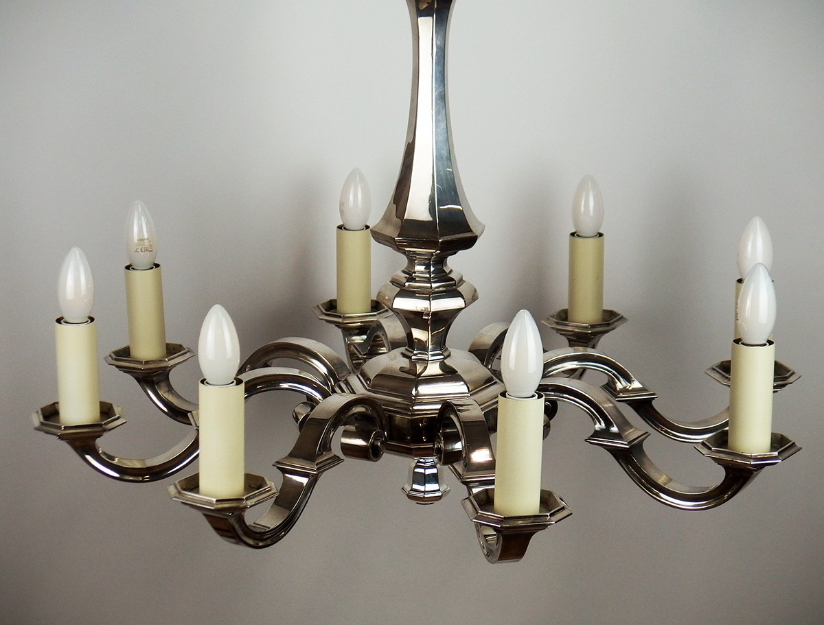 Lustre Art Déco en bronze argenté-photo-1