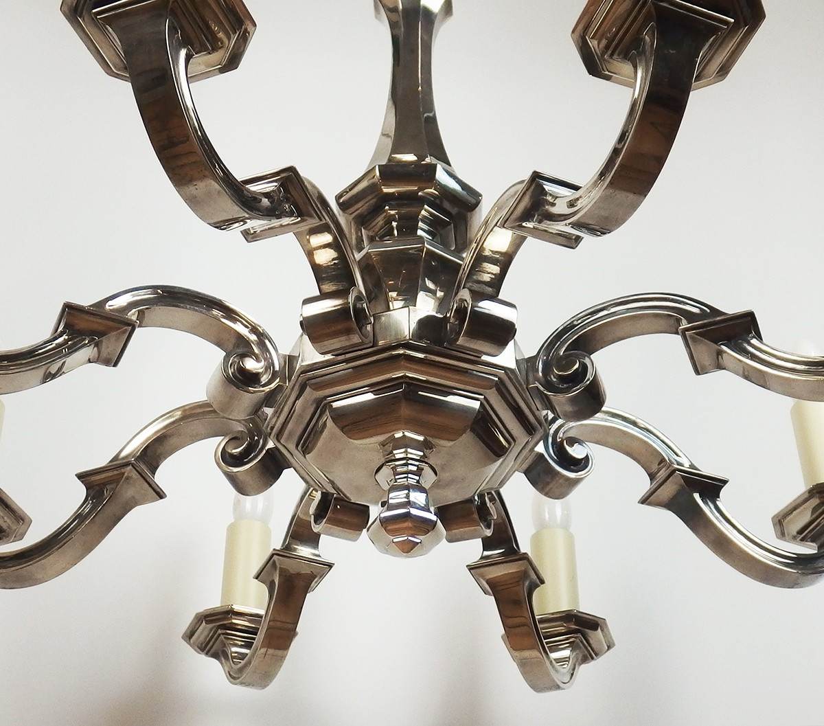 Lustre Art Déco en bronze argenté-photo-2