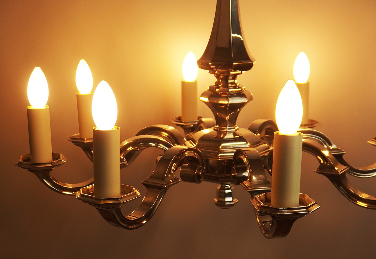 Lustre Art Déco en bronze argenté-photo-5