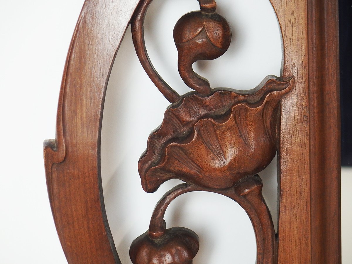 Miroir ou cadre Art Nouveau en noyer sculpté-photo-6