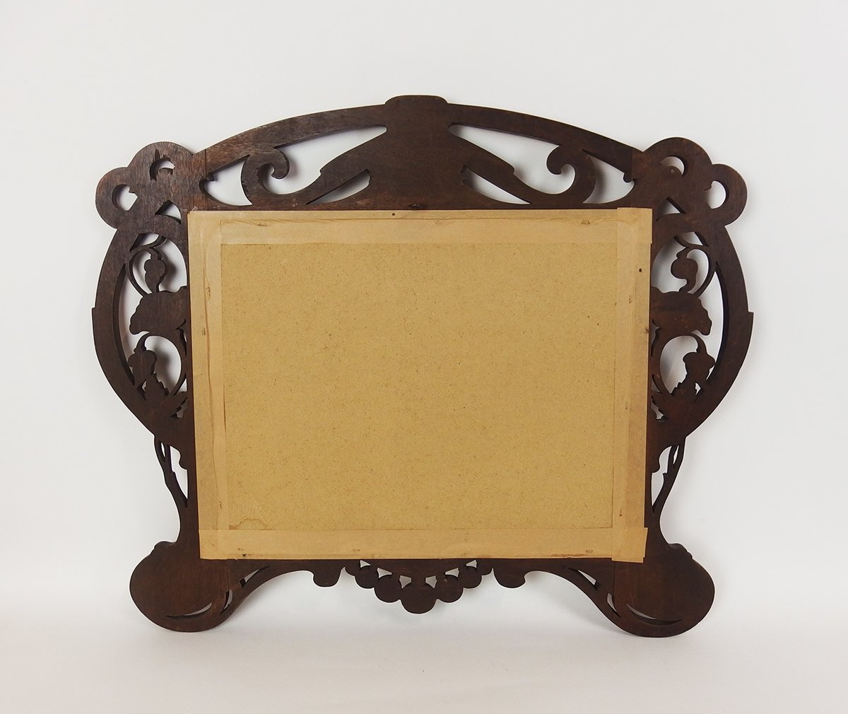 Miroir ou cadre Art Nouveau en noyer sculpté-photo-7