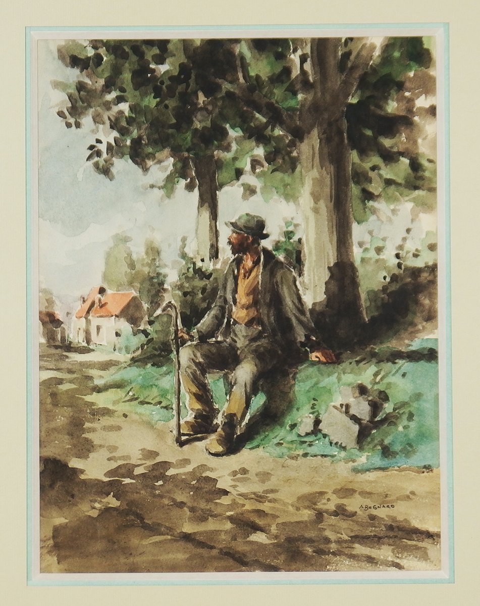 "vagabond"watercolor On Paper Par Auguste Lucien Bognard-photo-2