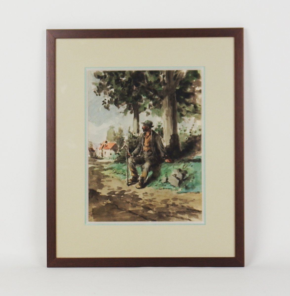 "vagabond"watercolor On Paper Par Auguste Lucien Bognard