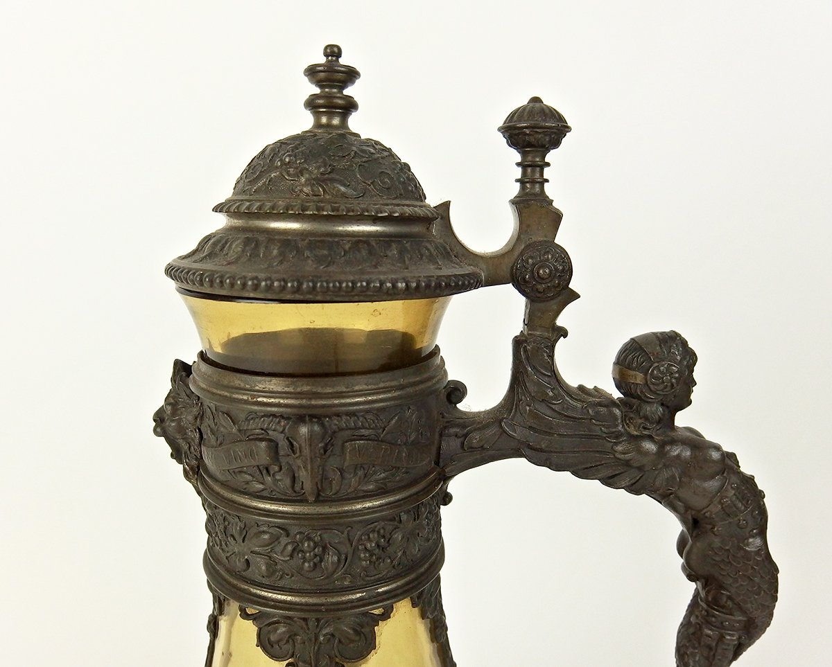 Carafe et quatre verres en étain de style Renaissance -photo-2