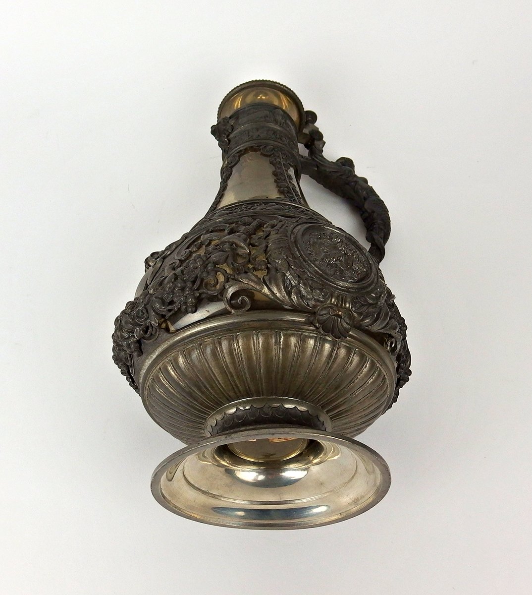 Carafe et quatre verres en étain de style Renaissance -photo-3